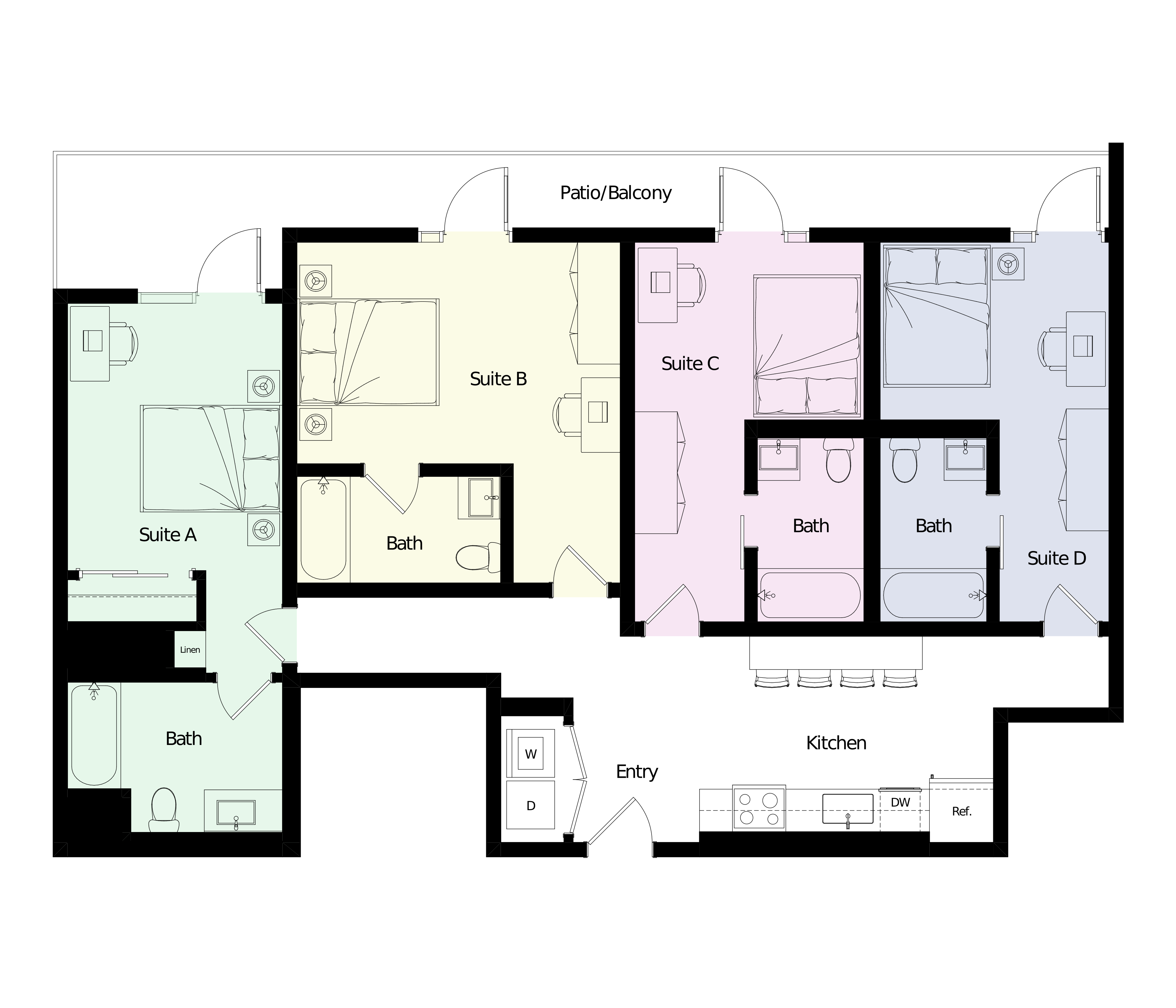 Floor plan for 4 Bedroom - A