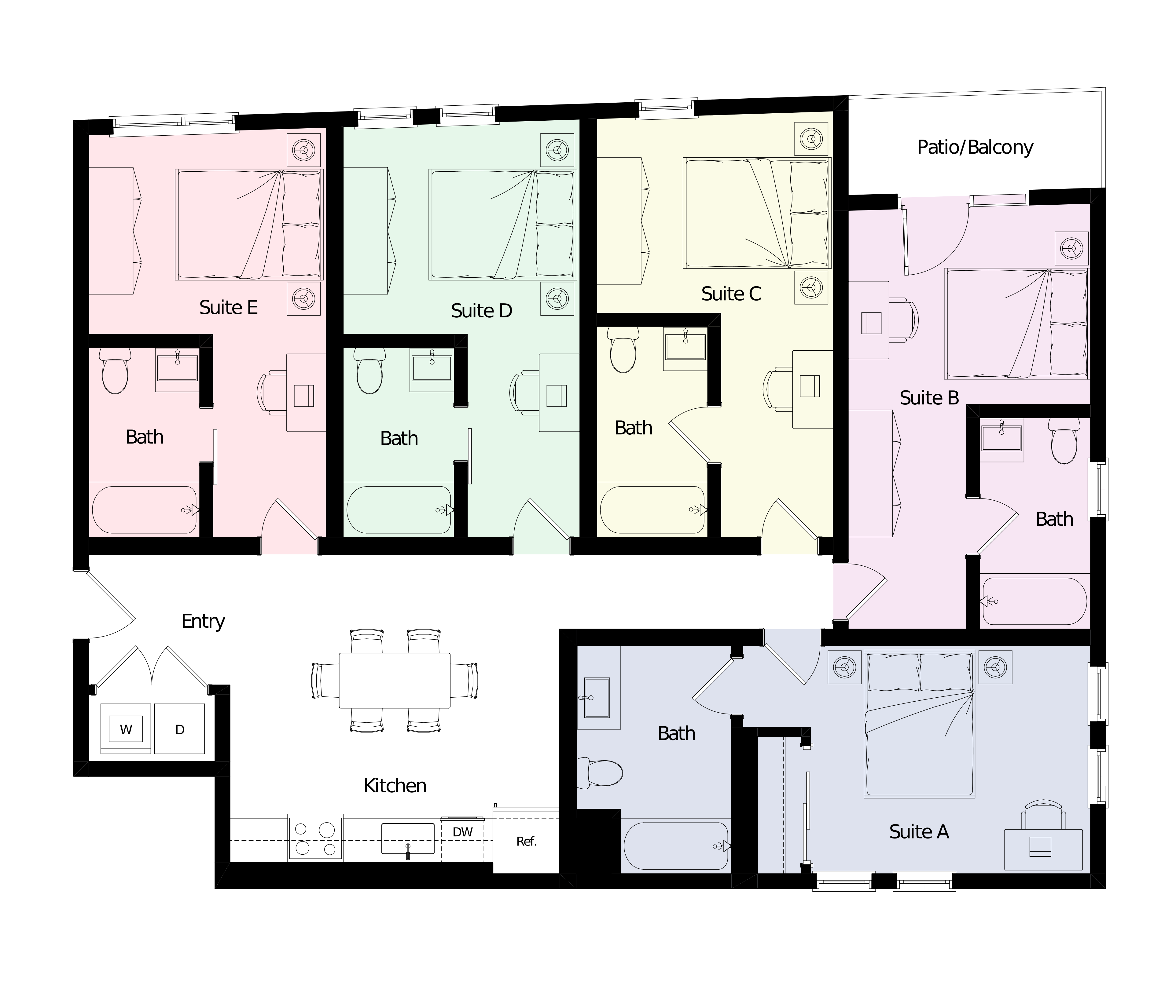 Floor plan for 5 Bedroom - B