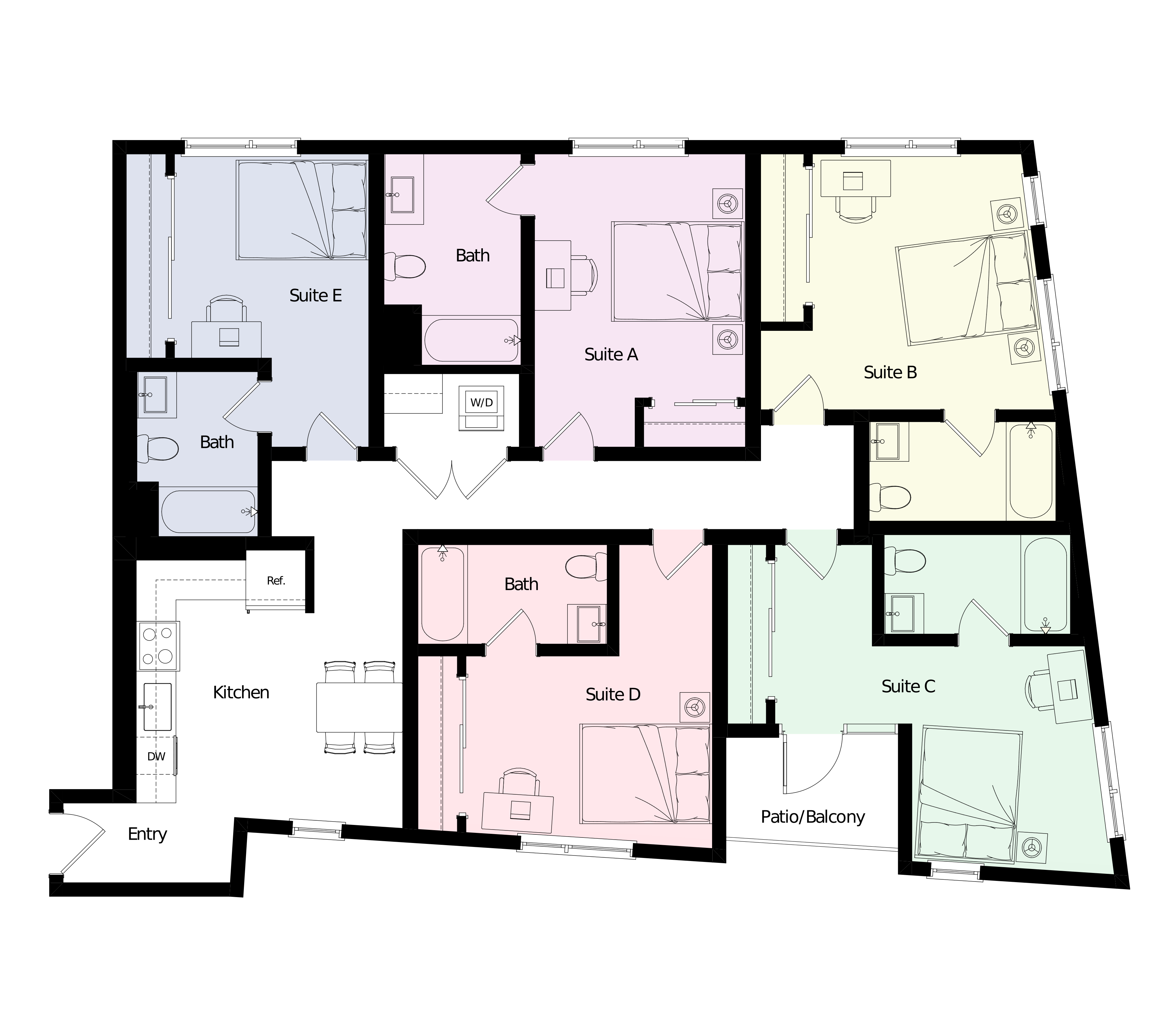 Floor plan for 5 Bedroom - D1